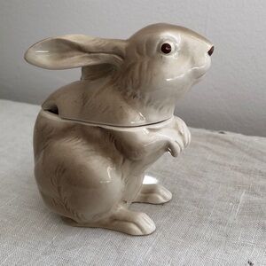 Otagiri Rabbit Bunny Sugar Bowl Container Handpainted Porcelain Easter
